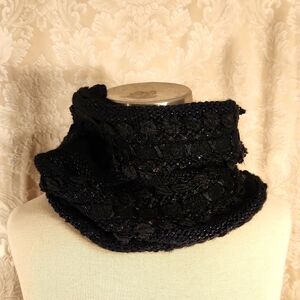 Black & Gold Lauren Ralph Lauren Neck Muff Infinity Scarf Face Warmer